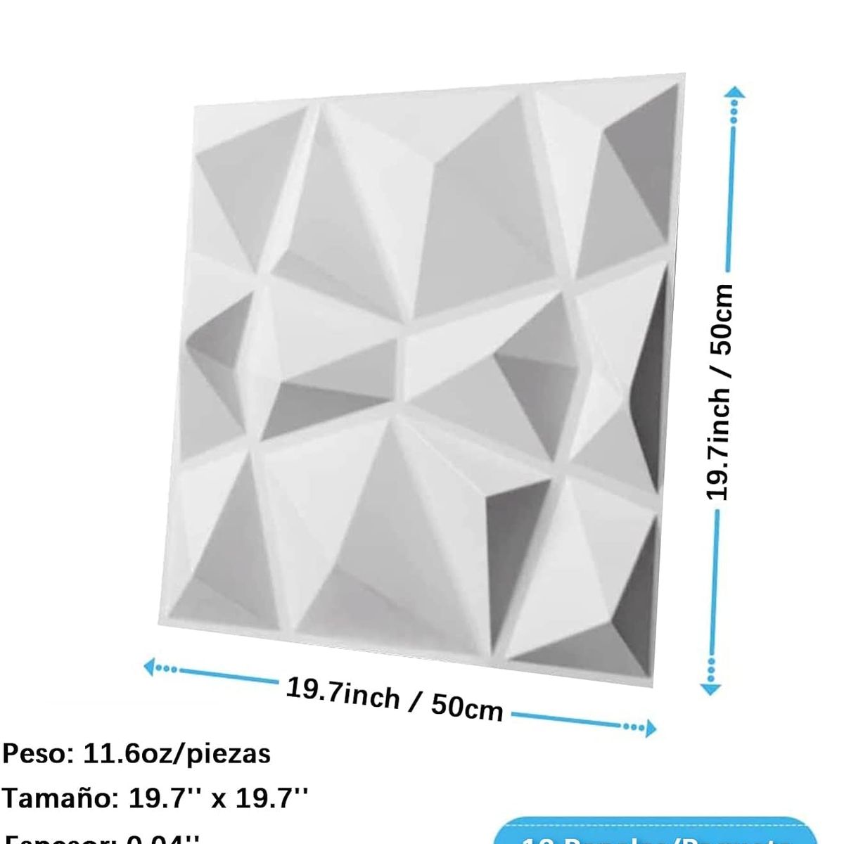 BLUEDREAMER - Paneles decorativos de pared 3D 40 piezas 50cm x 50cm10m2