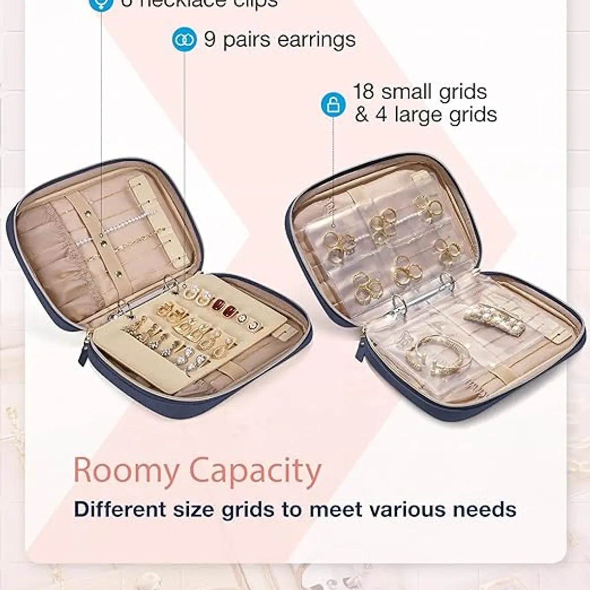 PAGANOOM - Libro de almacenamiento de joyas transparente