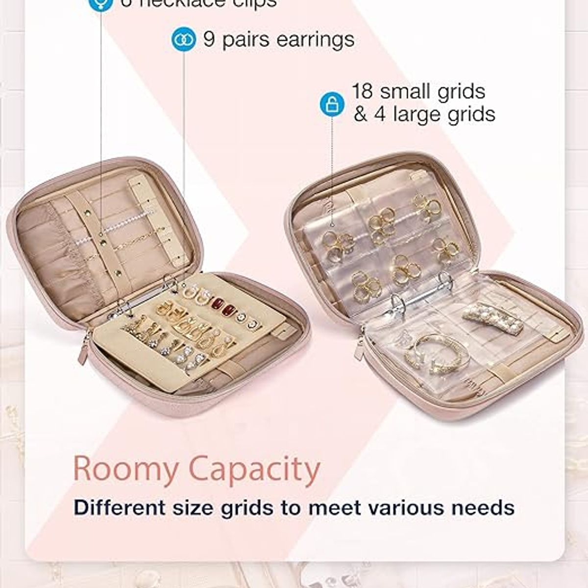 PAGANOOM - Libro de almacenamiento de joyas transparente