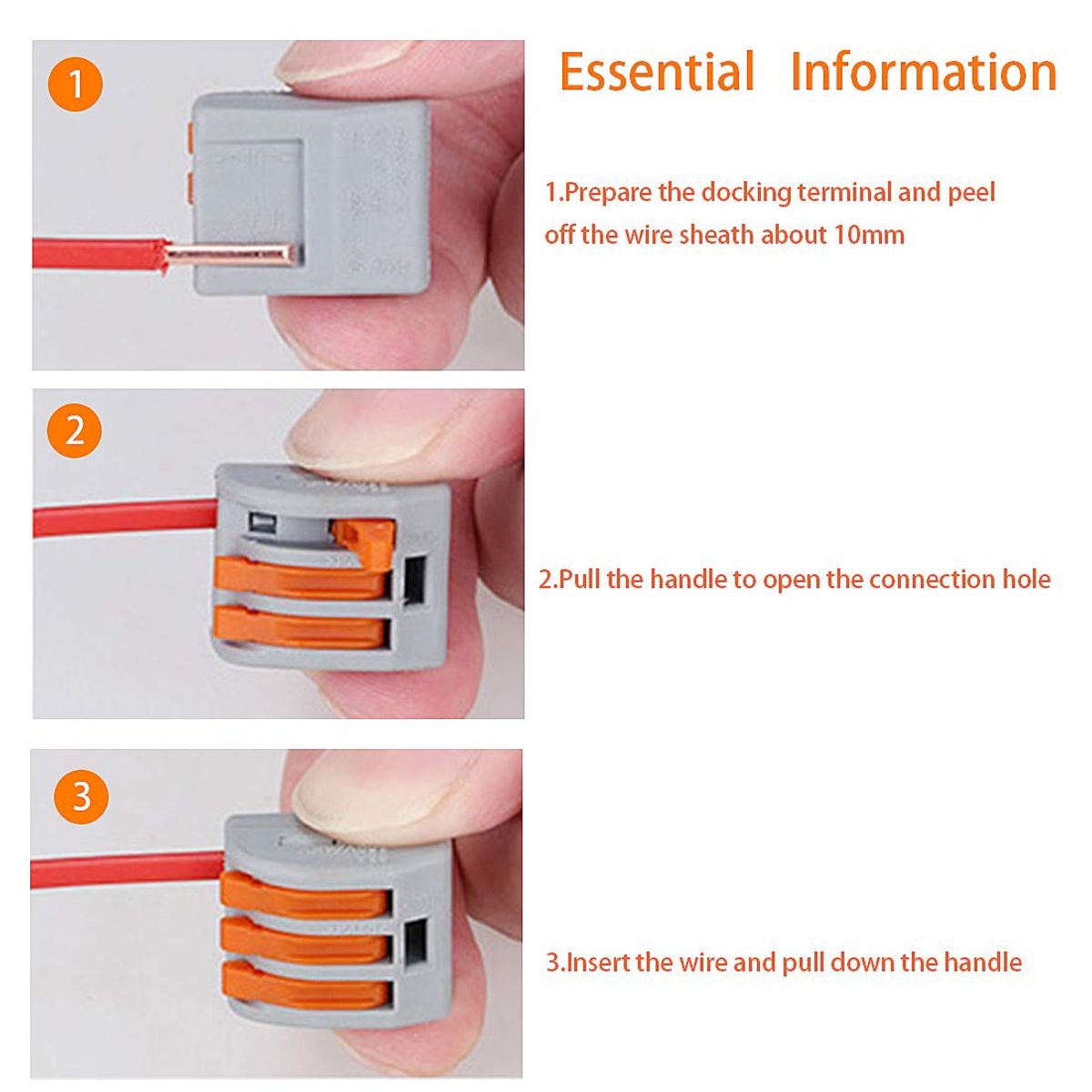 KUANGYE - Set 100 Conectores Eléctrico Rápido Tipo Wago 3 Entradas