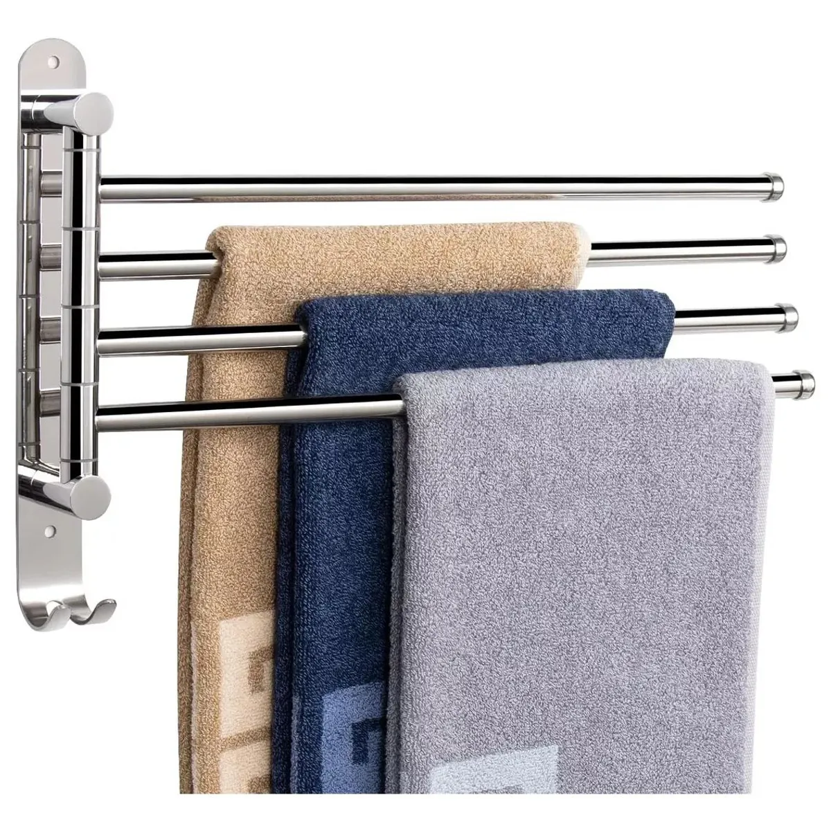 KUANGYE - Colgador De Toalla Acero Inoxidable 4 Brazos 180 Grados Baño