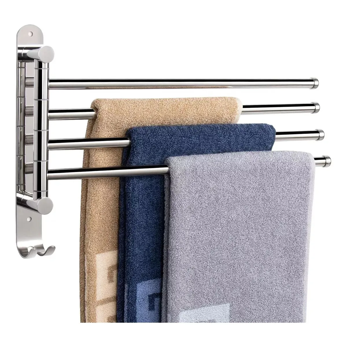 KUANGYE - Colgador De Toalla Acero Inoxidable 4 Brazos 180 Grados Baño