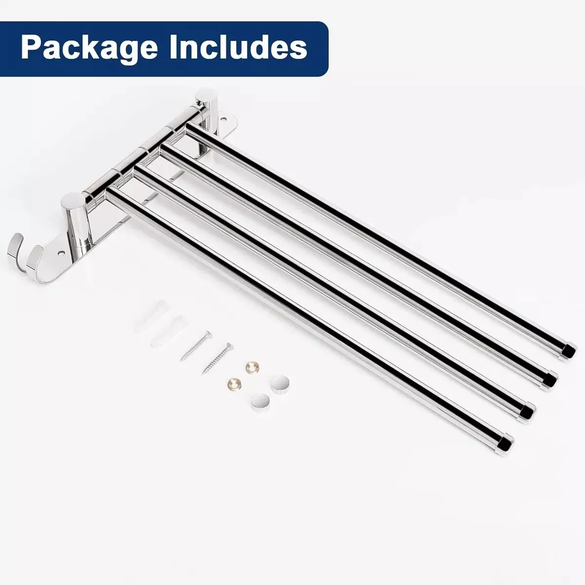 KUANGYE - Colgador De Toalla Acero Inoxidable 4 Brazos 180 Grados Baño