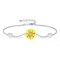 Pulsera Girasol Bañado en plata Corazón Mujer Joya Regalo