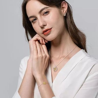 Imagen 2 del producto Pulsera Girasol Bañado en plata Corazón Mujer Joya Regalo