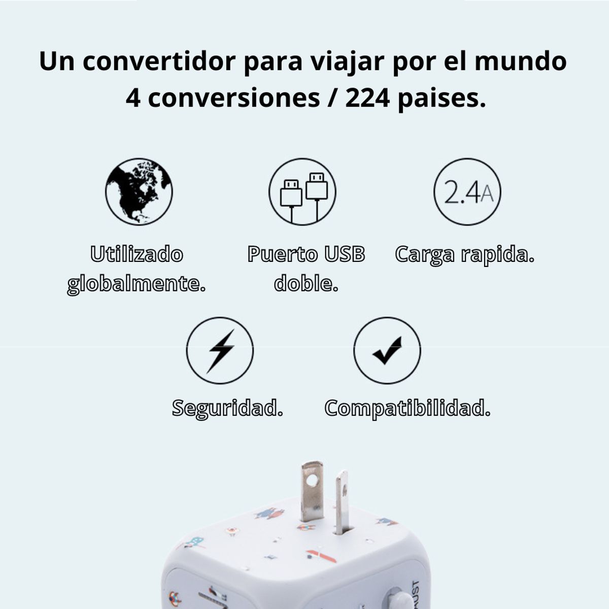 CRUSEC - Adaptador Enchufe Multifuncional Universal Usb 100v240v