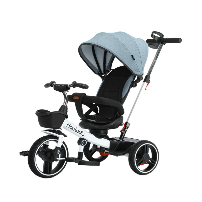 MUNDO ONLINE - Triciclo 4 en 1 Plegable Reclinable 360° Azul petróleo