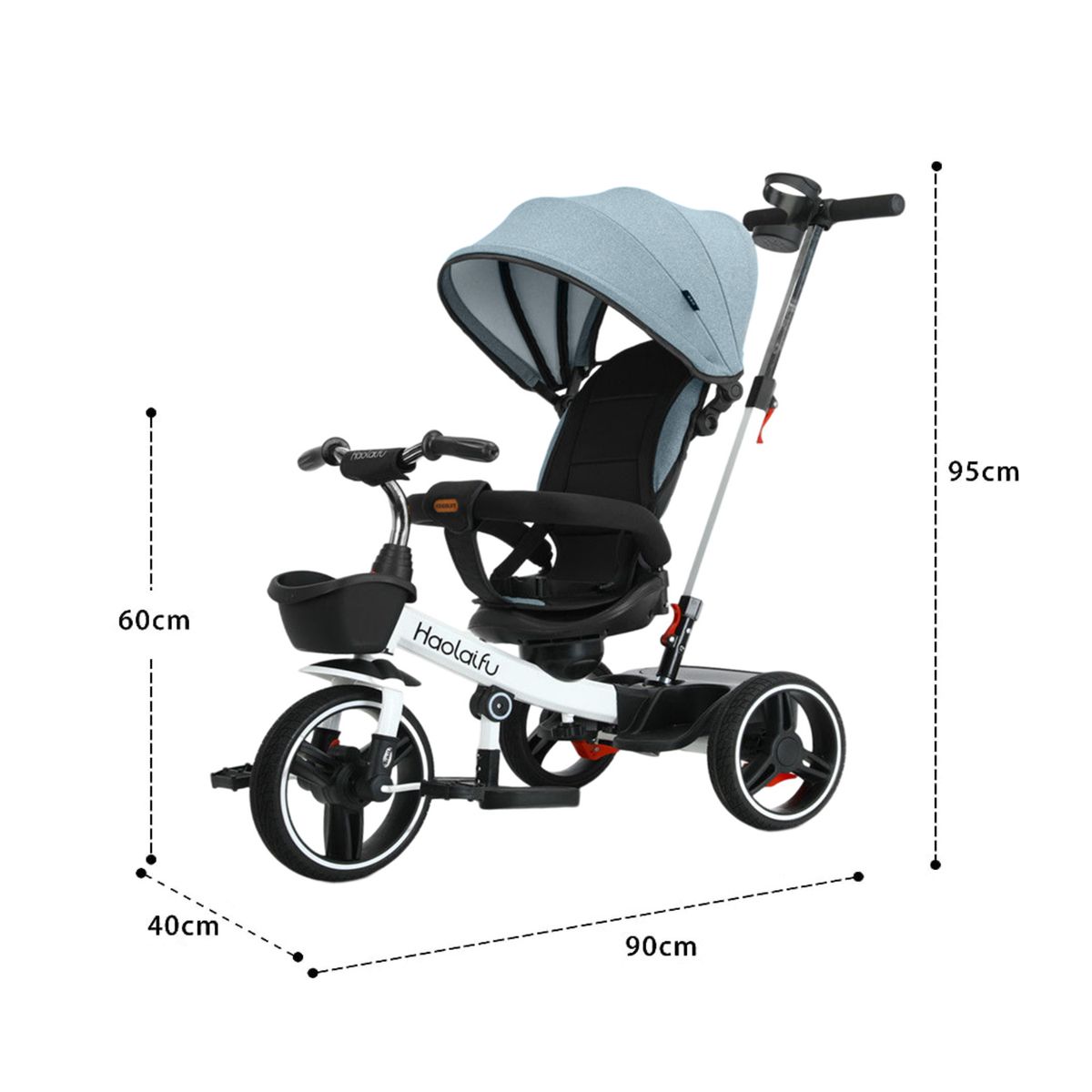MON PETIT - Triciclo 4 en 1 Plegable Reclinable 360° Azul petróleo