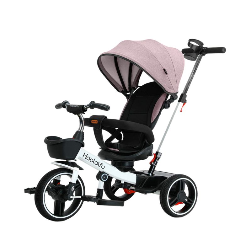 MUNDO ONLINE - Triciclo 4 en 1 Plegable Reclinable 360° Rosado