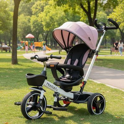 Imagen 2 del producto Triciclo 4 en 1 Plegable Reclinable 360° Rosado