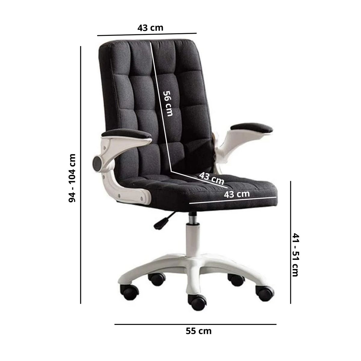 CRUSEC - Silla De Oficina De Tela Altura Ajustable Con Ruedas Color Rosa