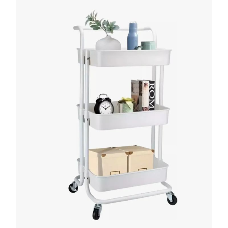 GENERICO - Carrito De Almacenamiento Organizador 3 Niveles Con Ruedas BLANCO