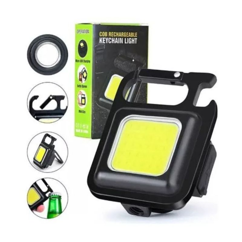 GENERICO - Linterna Led Cob Llavero Y Destapador Recargable