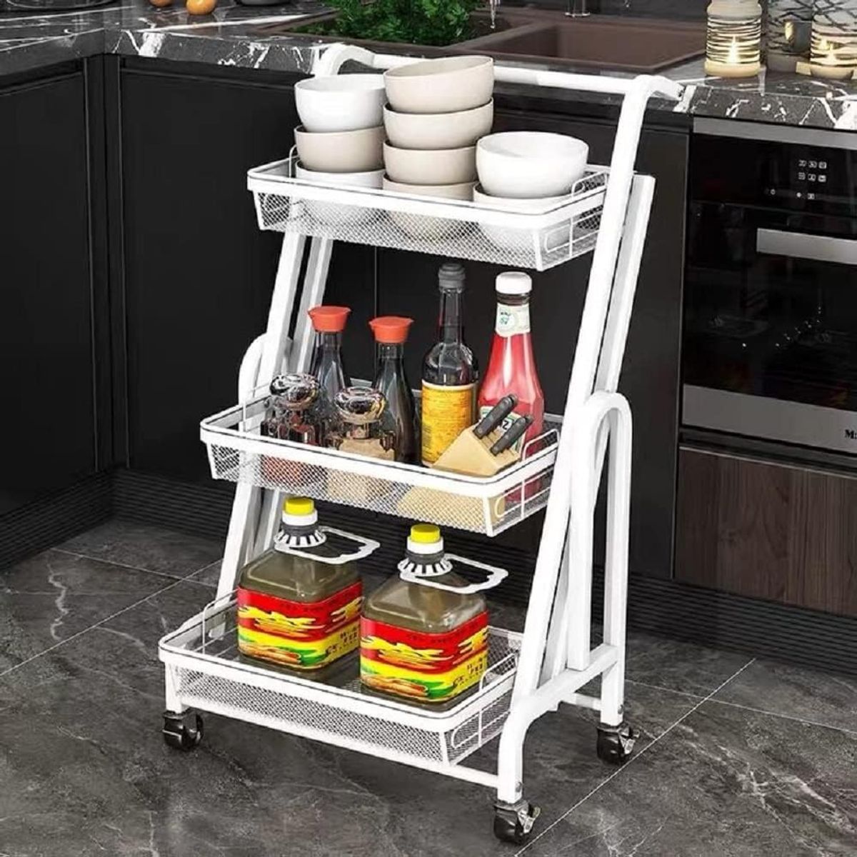 MP - Carro Estante Plegable Organizador Multiuso 3 Niveles