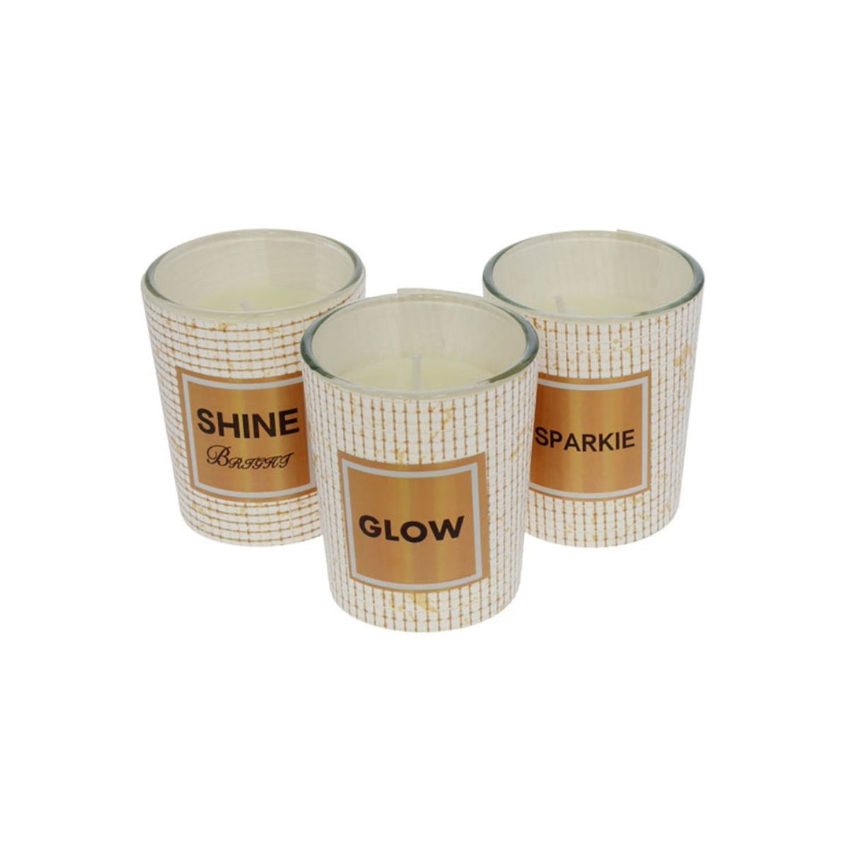 GENERICO - Velas 3 Unidades Vaso de Vidrio Blanco