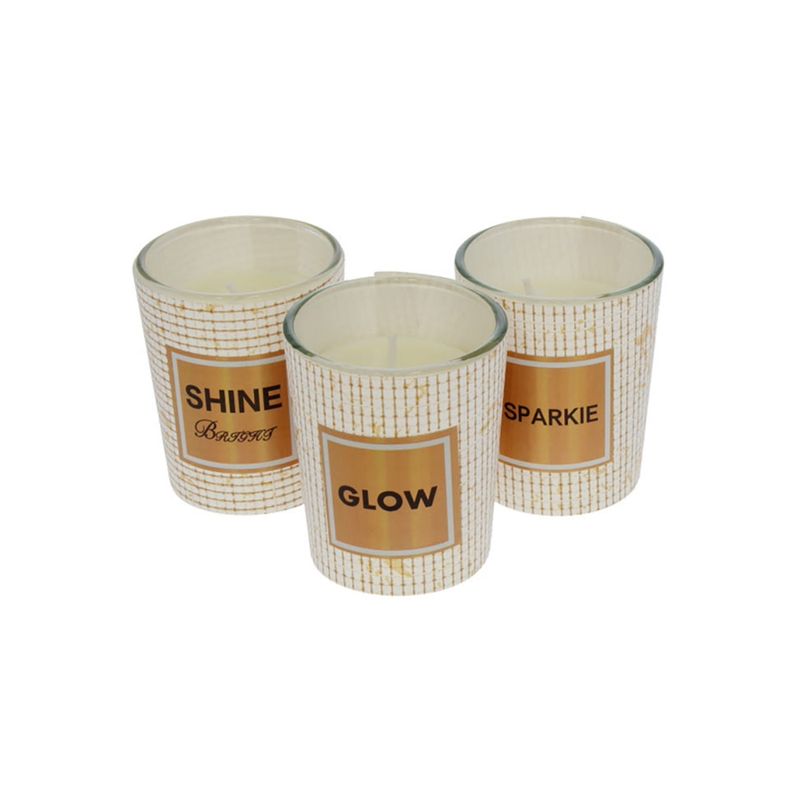 GENERICO - Velas 3 Unidades Vaso de Vidrio Blanco