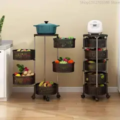 MP - Carrito Organizador Multiuso Verdulero Frutero Giratorio 5 Niveles