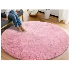 GENERICO - Alfombras Peludas Redondas Tipo Shaggy Para Living De 150cm