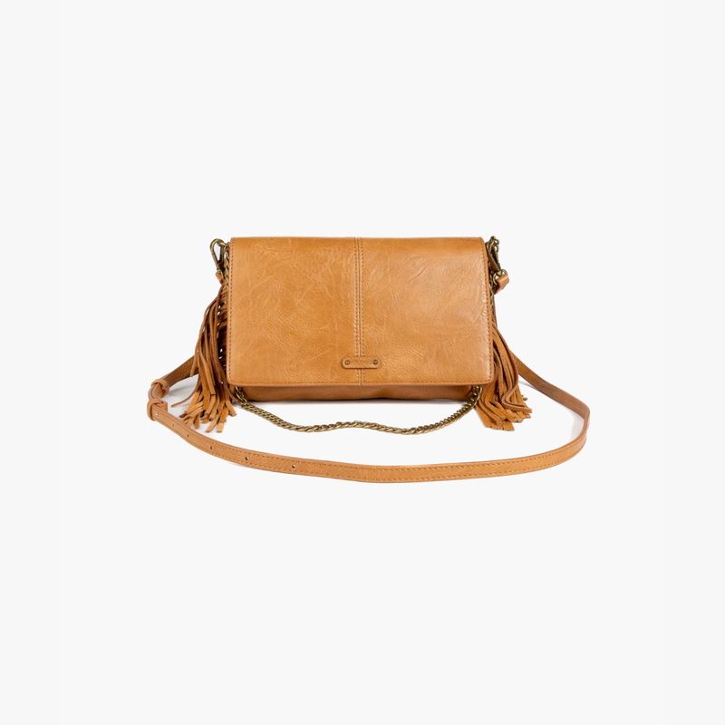 LOUNGE - Cartera De Hombro Mujer Flecos Gamuza Camel