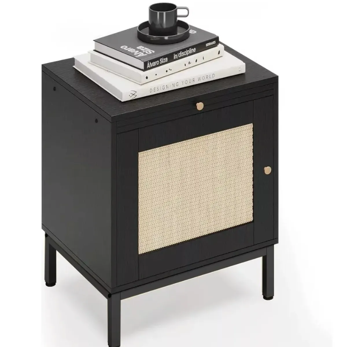 HOMER DESIGN - Velador Con Puerta Diseño Tejido Norte Americano 48x40x57cm