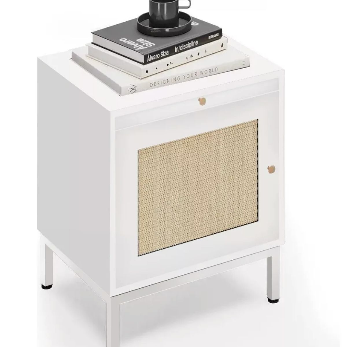 HOMER DESIGN - Velador Con Puerta Diseño Tejido Norte Americano 48x40x57cm