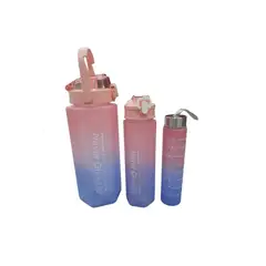 GENERICO - Botella Motivacional Triple Rosa 2Ltr 900ml 300ml