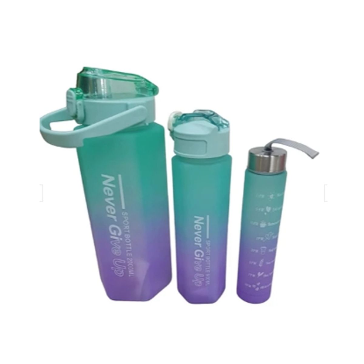 GENERICO - Botella Motivacional Triple Turquesa 2Ltr 900ml 300ml