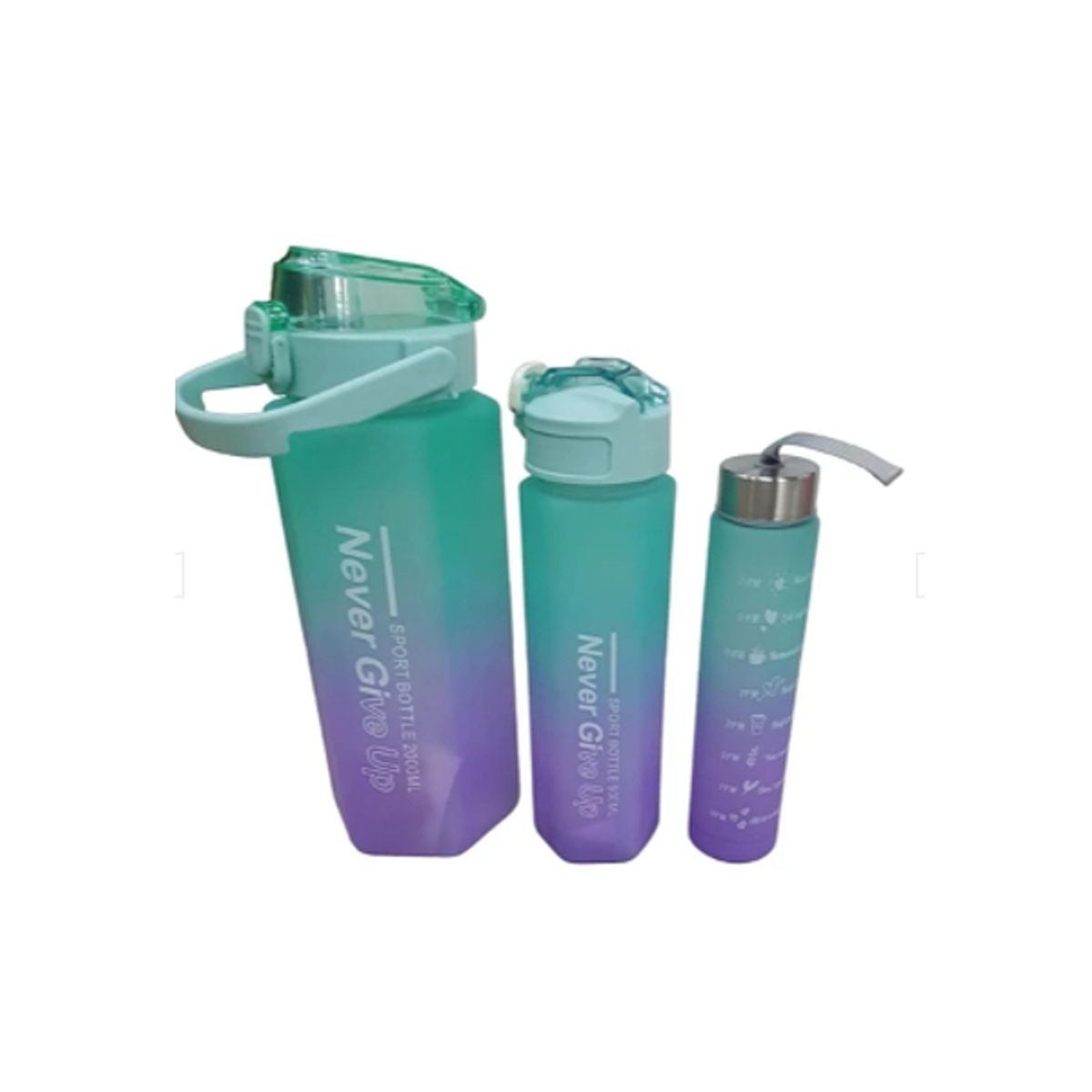 GENERICO - Botella Motivacional Triple Turquesa 2Ltr 900ml 300ml