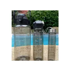 GENERICO - Botella Motivacional Triple Negro 2Ltr 900ml 300ml Transparente