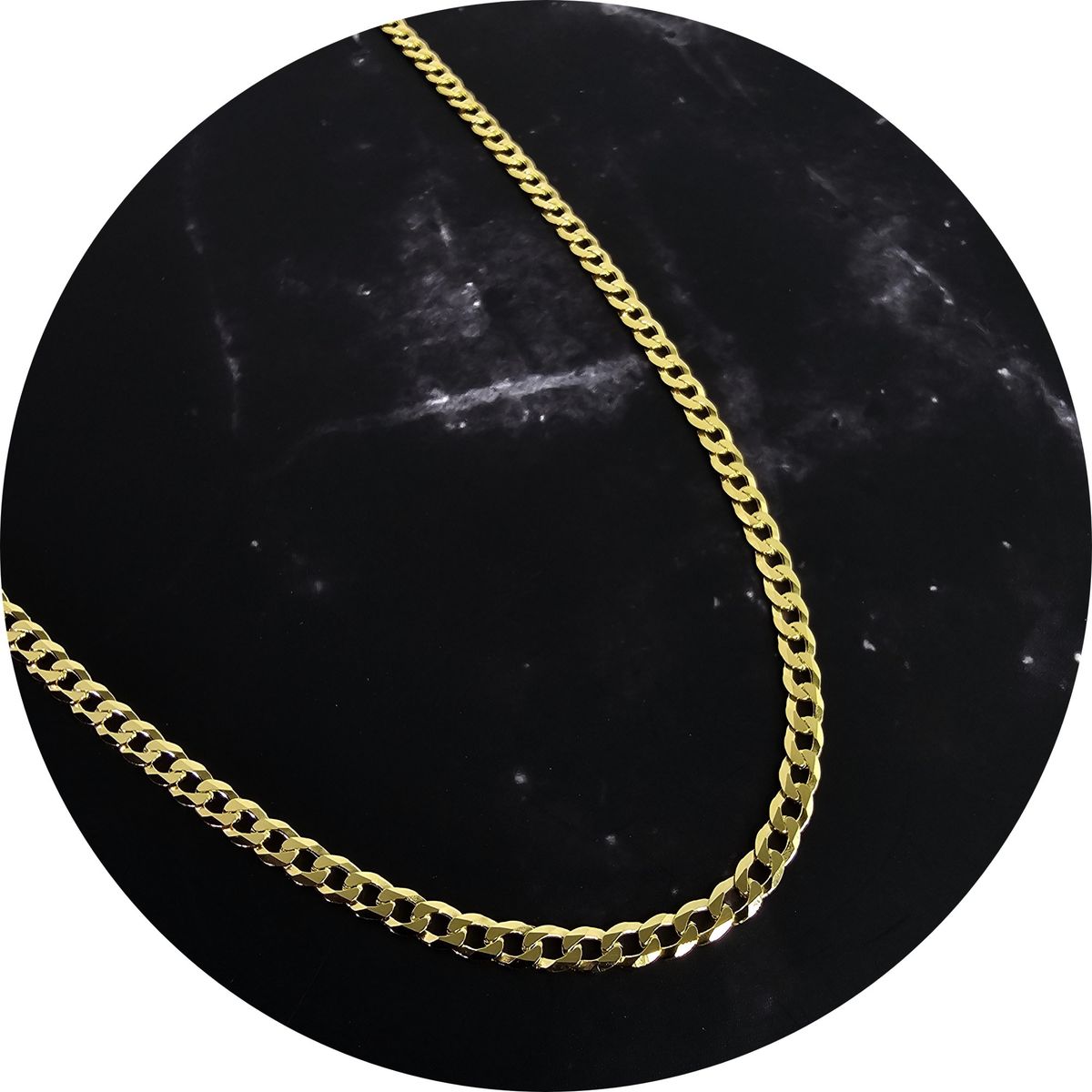 GENERICO - Cadena Plata Fina 925 Bañado Oro 18k Collar Grumet 3.7mm 50cm.