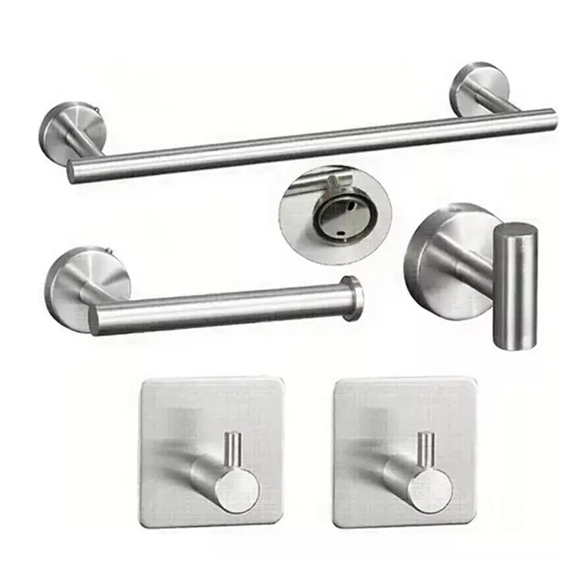 OFERTABKN - Set De 5 Accesorios De Baño Acero Inoxidable Plata