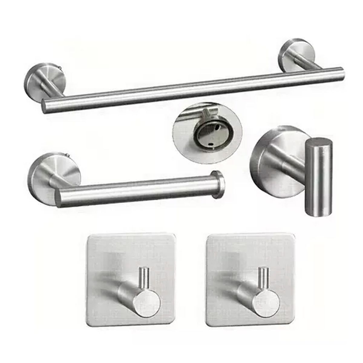 OFERTABKN - Set De 5 Accesorios De Baño Acero Inoxidable Plata