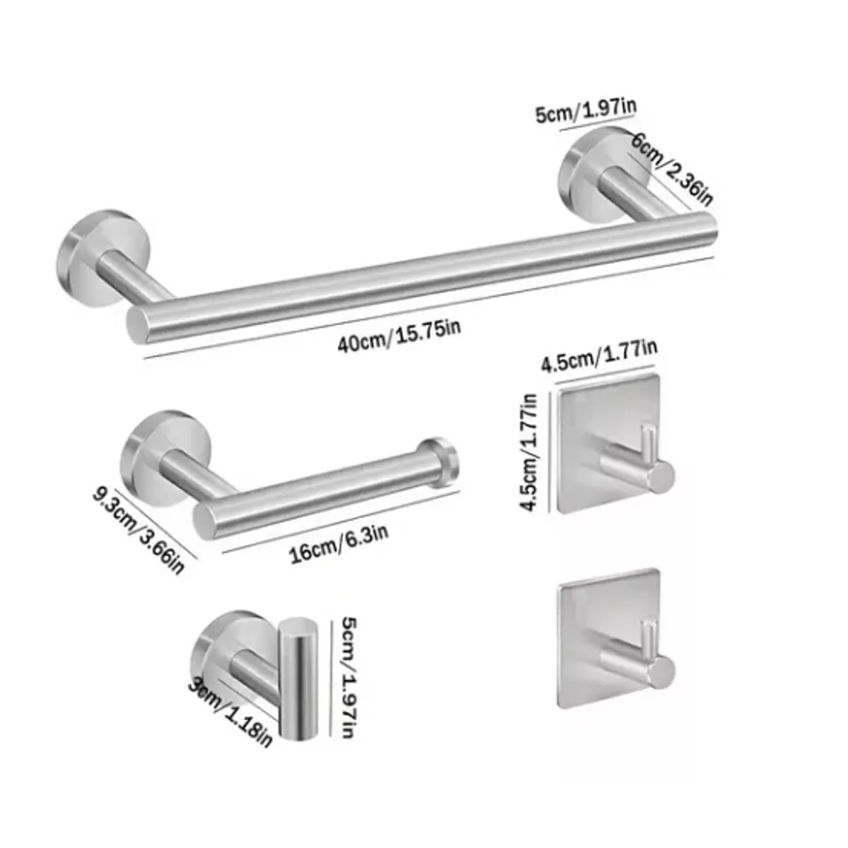 OFERTABKN - Set De 5 Accesorios De Baño Acero Inoxidable Plata