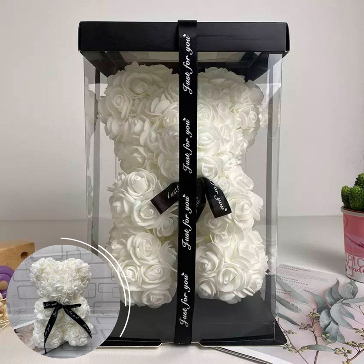 MOVI - OSO PELATOS DE ROSAS SAN VALENTIN BLANCO