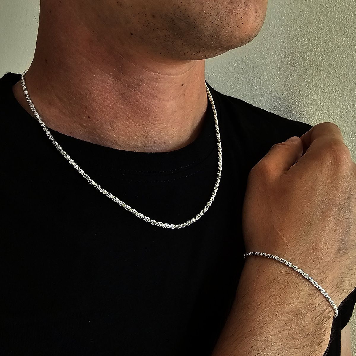 GENERICO - Set Cadena + Pulsera Torbillon Plata Fina Ley 925 Collar