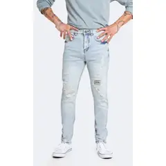 IDEM - Jeans Hombre Skinny Azul Hielo Focalizado Destroyer