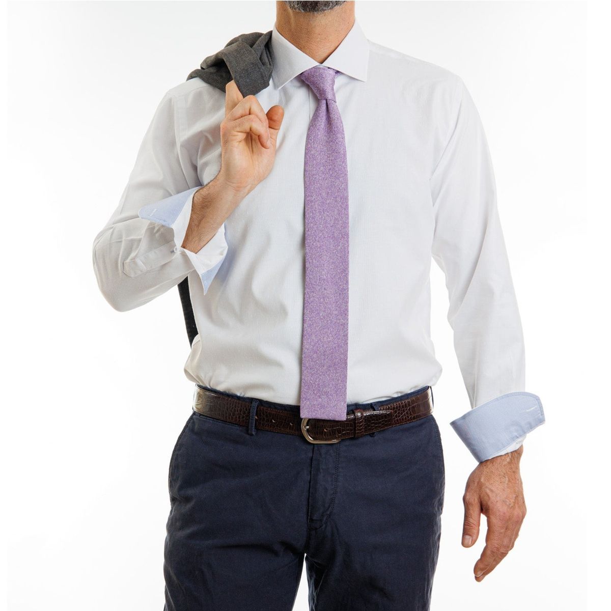 VANDINE - Camisa Etiqueta Roja Texturada Blanca Puntos I24-1 VANDINE