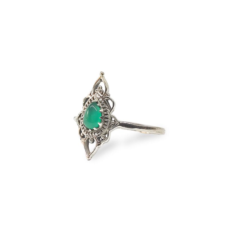 ANDREA COGGIOLA JOYAS - Anillos Ishani Piedra Ónix Verde Plata Fina 925