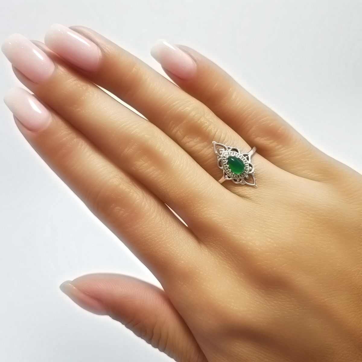 COGGIOLA - Anillos Ishani Piedra Ónix Verde Plata Fina 925