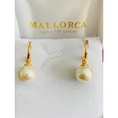 MALLORCA - AROS PERLA  DOS EN UNO ENCHAPADOS EN ORO DE 18K.