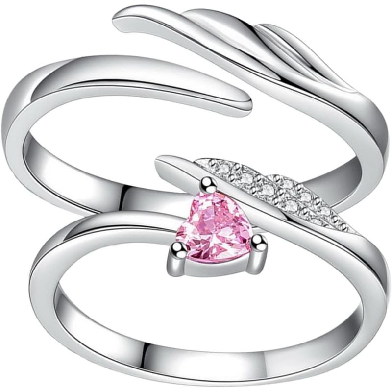 GENERICO - Anillos Plata 925 Alas Angel Ilusion Ajustable Parejas Par