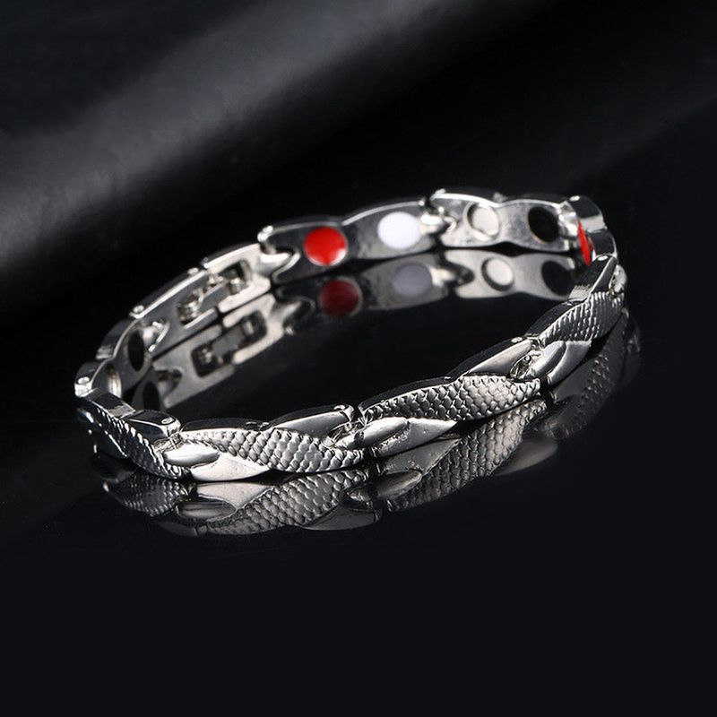GENERICO - Pulsera Magnetica Iman Terapia Acero Quirurgico Plateada Unisex