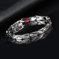GENERICO - Pulsera Magnetica Iman Terapia Acero Quirurgico Plateada Unisex
