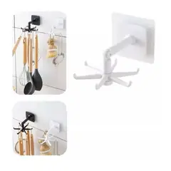 GENERICO - Gancho Plegable Adhesivo Con Rotación Para Cocina Baño Blanco SG105373