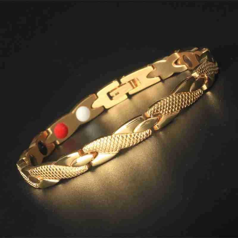 GENERICO - Pulsera Magnetica Iman Terapia Acero Quirurgico Color Dorado