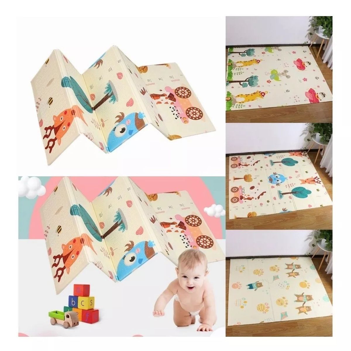 GENERICO - Alfombra Antigolpes Niño Bebe Con Bolso 180x200x1cm Premium