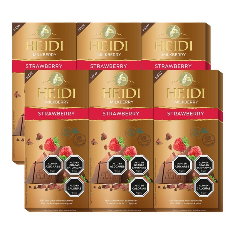 HEIDI - Pack 6 Tableta De Chocolate Heidi Milkberry Strawberry 80g