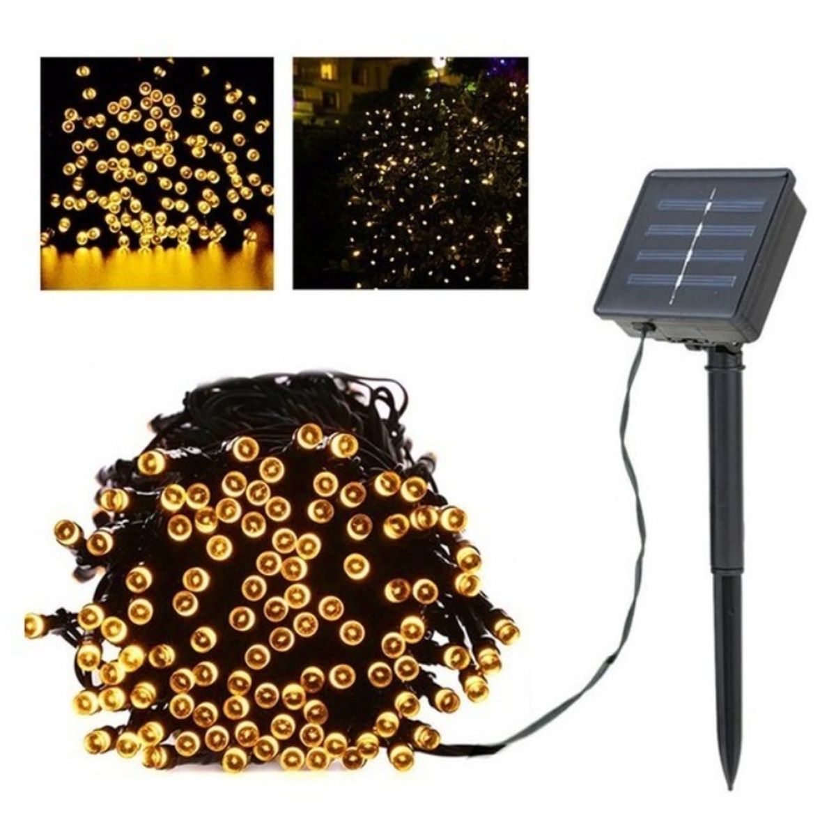 U BUY - Luces Led Guirnalda Solar 200 Color Cálido 20 Metros