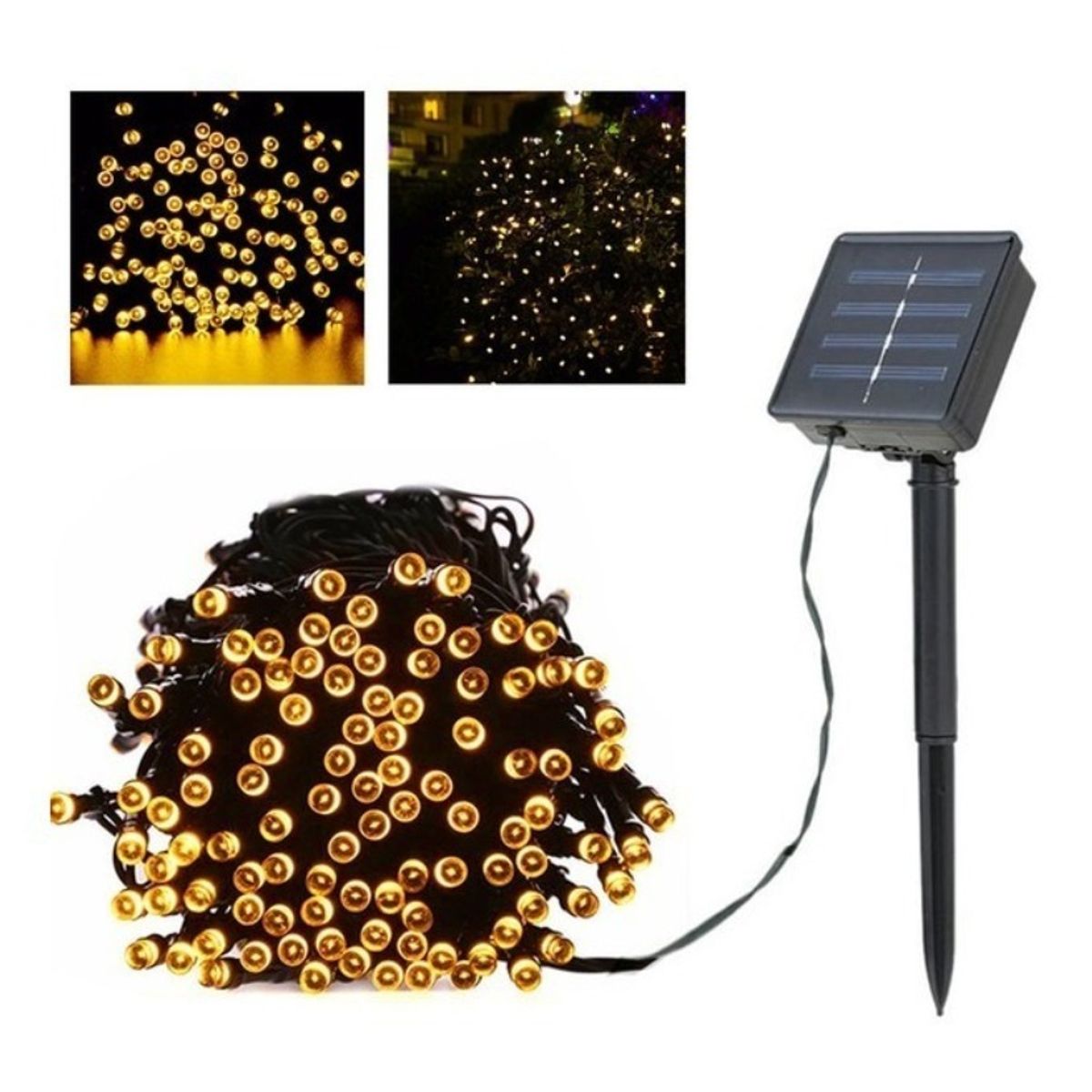 U BUY - Luces Led Guirnalda Solar 200 Color Cálido 20 Metros