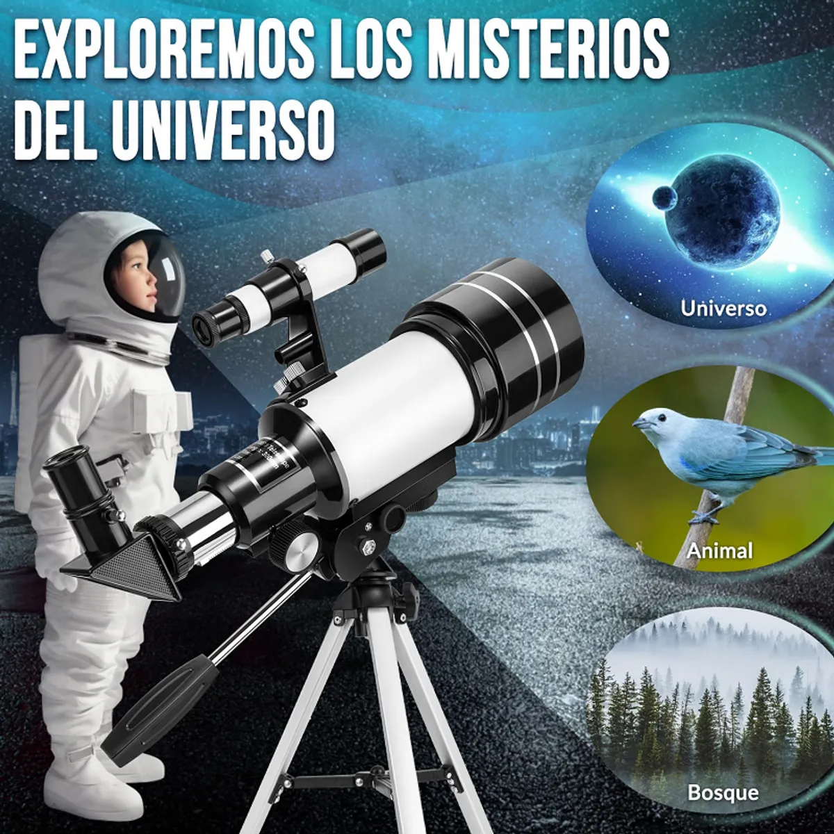 METEX - Telescopio Astronómico 70300mm 150x Con Soporte Celular